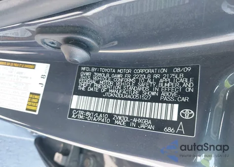 2010 Toyota Prius Iv from USA, damaged, VIN JTDKN3DU4A0051527